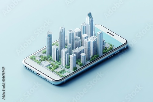 Wallpaper Mural Smart city application on smartphone screen. 3d illustration. Torontodigital.ca