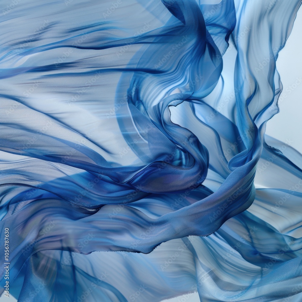 custom made wallpaper toronto digitalAbstract blue and white flowing fabric texture resembling smoke or waves. Ethereal background design