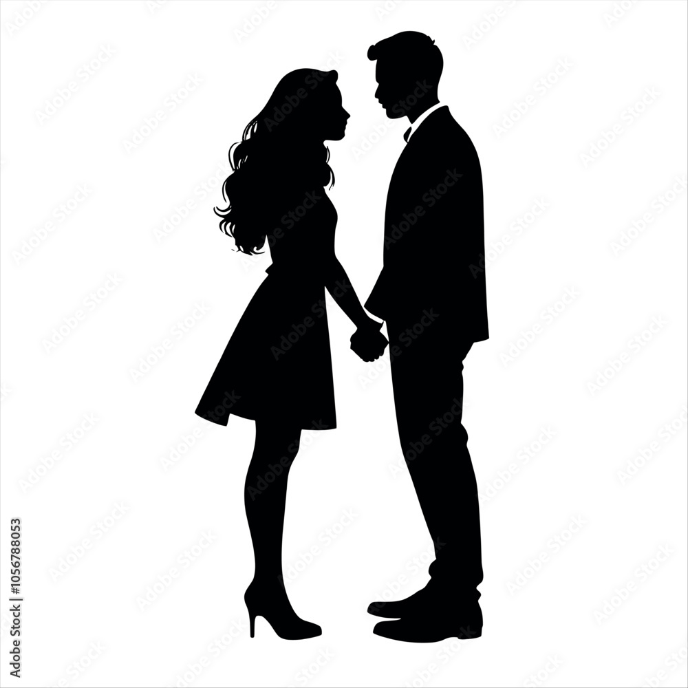 A couple are close each other vector silhouette A couple are close each other vector silhouette