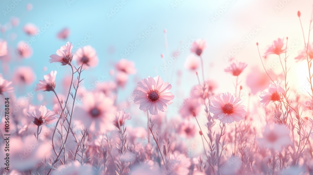 Pastel-toned Meadow with Horizon in Soft Light, Tranquil Field of Wildflowers at Sunset, Warm and Inviting Atmosphere, Serene Landscape, Dreamy Summer Scene, Nature Photography Pastel-toned Meadow with Horizon in Soft Light, Tranquil Field of Wildflowers at Sunset, Warm and Inviting Atmosphere, Serene Landscape, Dreamy Summer Scene, Nature Photography
