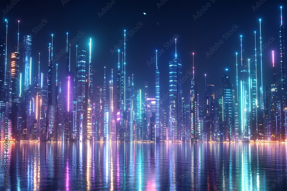 City Lights series. Interplay of technological fractal textures on the subject of science, technology, design and imagination City Lights series. Interplay of technological fractal textures on the subject of science, technology, design and imagination