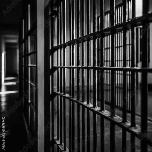 Wallpaper Mural Prison bars and a hallway dark background Torontodigital.ca