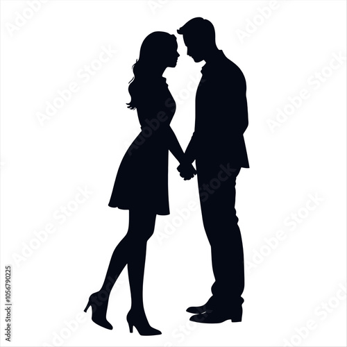 A couple are close each other vector silhouette