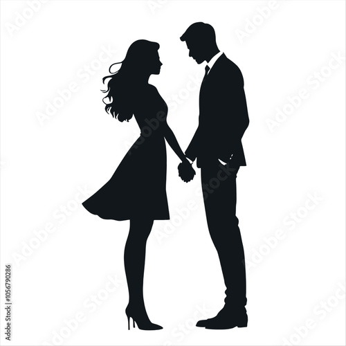 A couple are close each other vector silhouette