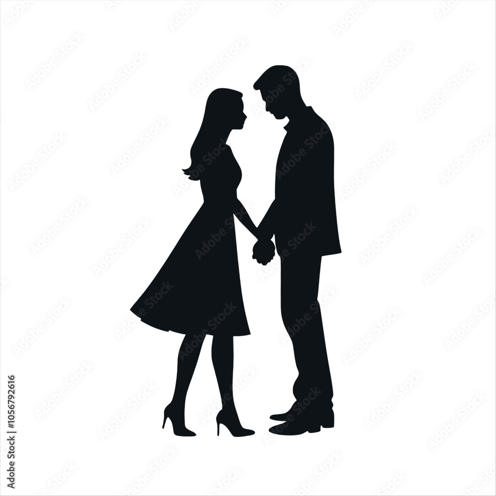 A couple are close each other vector silhouette A couple are close each other vector silhouette