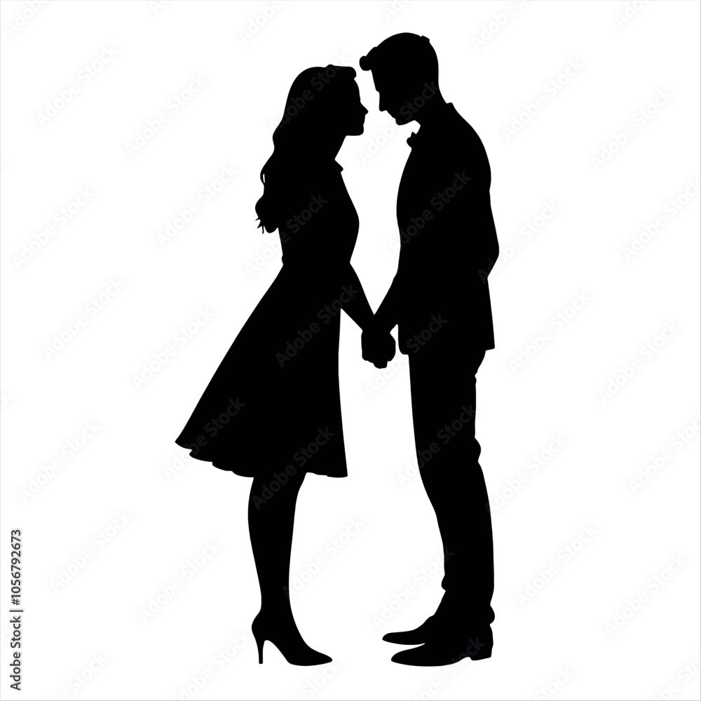 A couple are close each other vector silhouette A couple are close each other vector silhouette