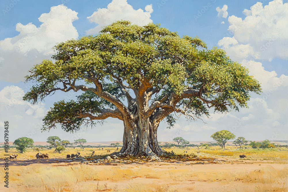 the big green tree in the wilderness on african savanna the big green tree in the wilderness on african savanna