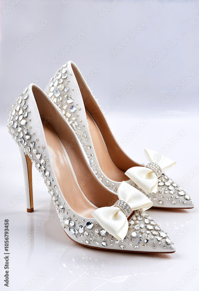 white wedding high heels stiletto shoes with crystals and white silk bow white wedding high heels stiletto shoes with crystals and white silk bow