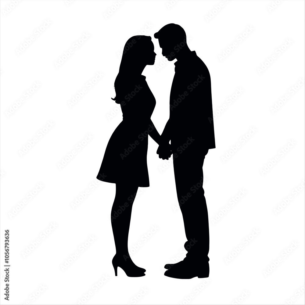 A couple are close each other vector silhouette A couple are close each other vector silhouette