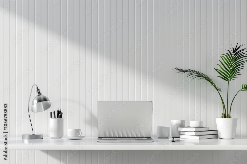 Simple business workspace with minimalistic office supplies. Simple business workspace with minimalistic office supplies.