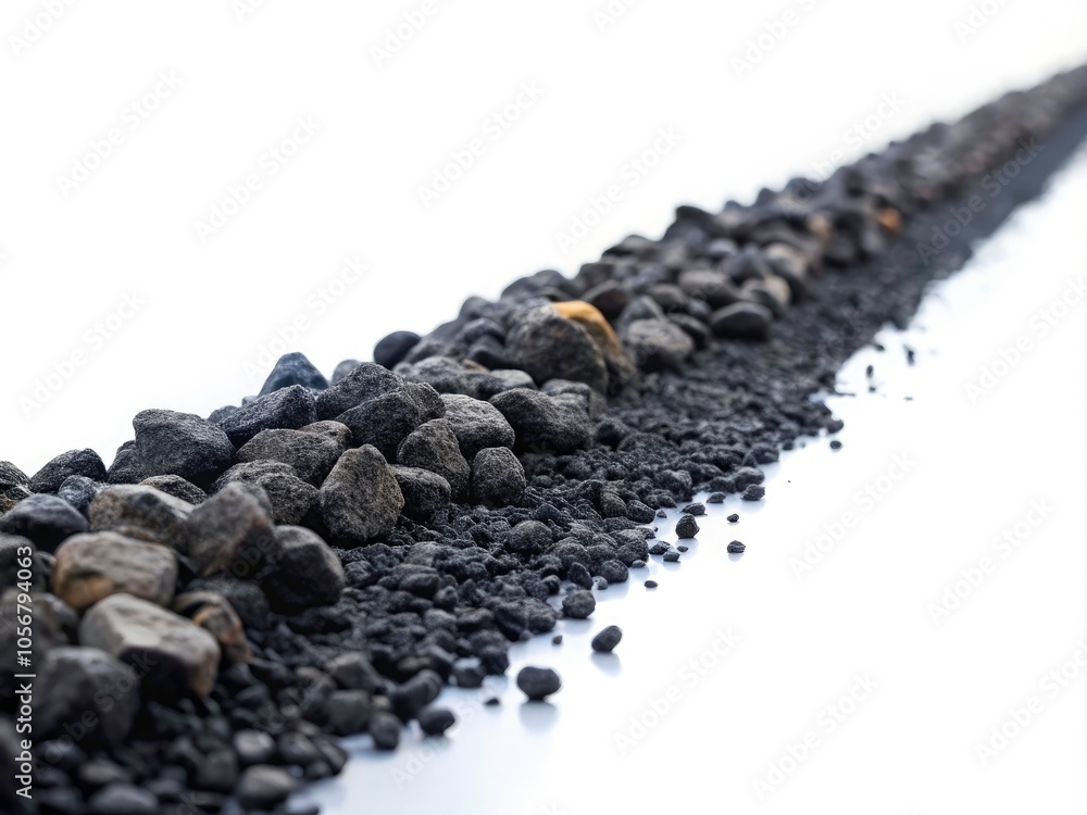 Panoramic View of Scattered Black Volcanic Gravel on White Background - Natural Texture, Minimalist Design, Abstract Art, Decorative Elements, Geology, Earth Science, Landscape Photography Panoramic View of Scattered Black Volcanic Gravel on White Background - Natural Texture, Minimalist Design, Abstract Art, Decorative Elements, Geology, Earth Science, Landscape Photography