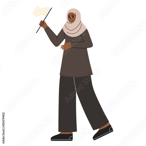 Islamic Women Protest Holding Flag