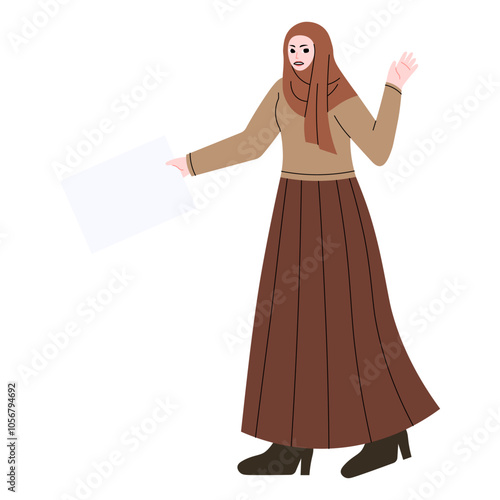Islamic Women Protest Holding Paper
