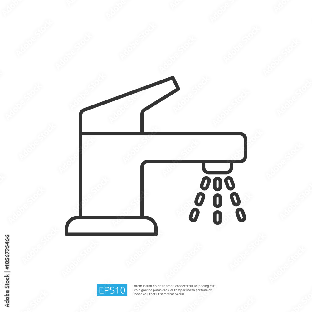 A simple line drawing of a faucet with water flowing from it, symbolizing water usage and plumbing. A simple line drawing of a faucet with water flowing from it, symbolizing water usage and plumbing.