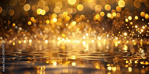 Golden Lights Dancing on Rippling Water, Creating a Festive and Dreamy Atmosphere