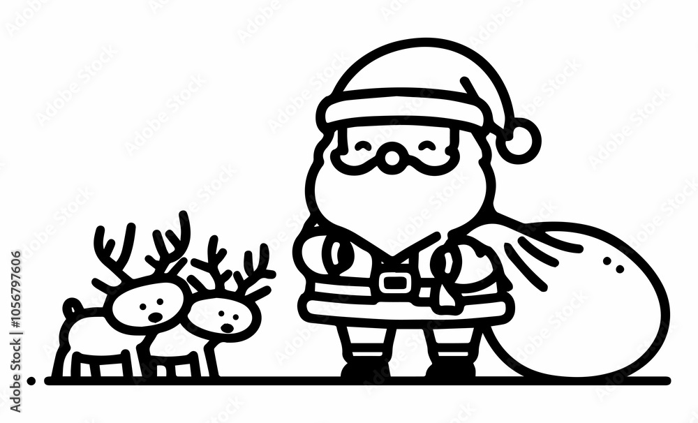 Santa Claus and reindeer, cartoon illustration Santa Claus and reindeer, cartoon illustration