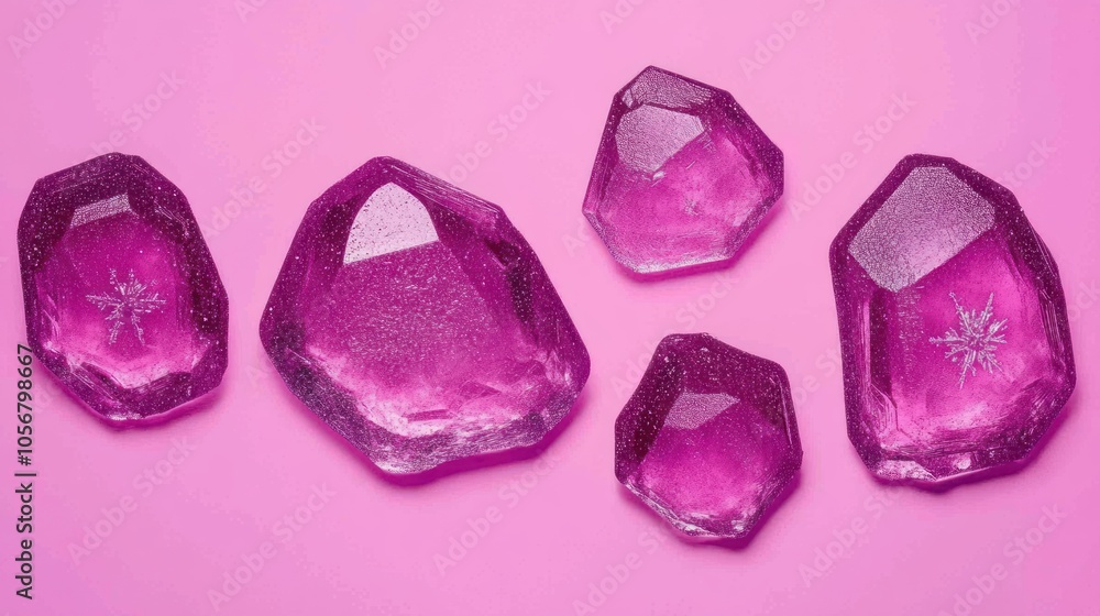 Stunning pink crystal geodes displaying natural beauty and elegance on a vibrant background Stunning pink crystal geodes displaying natural beauty and elegance on a vibrant background