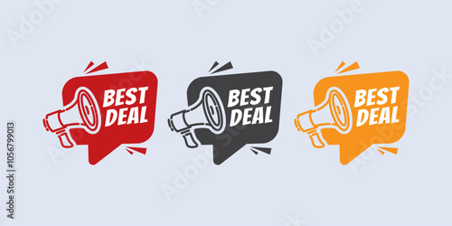 Best deal sale banner with megaphone icon. Flat vector illustration on white background