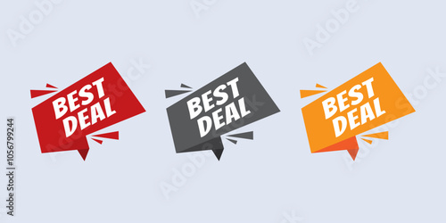 Best deal speech bubble, speech balloon, sticker, sign, icon and label isolated on white background