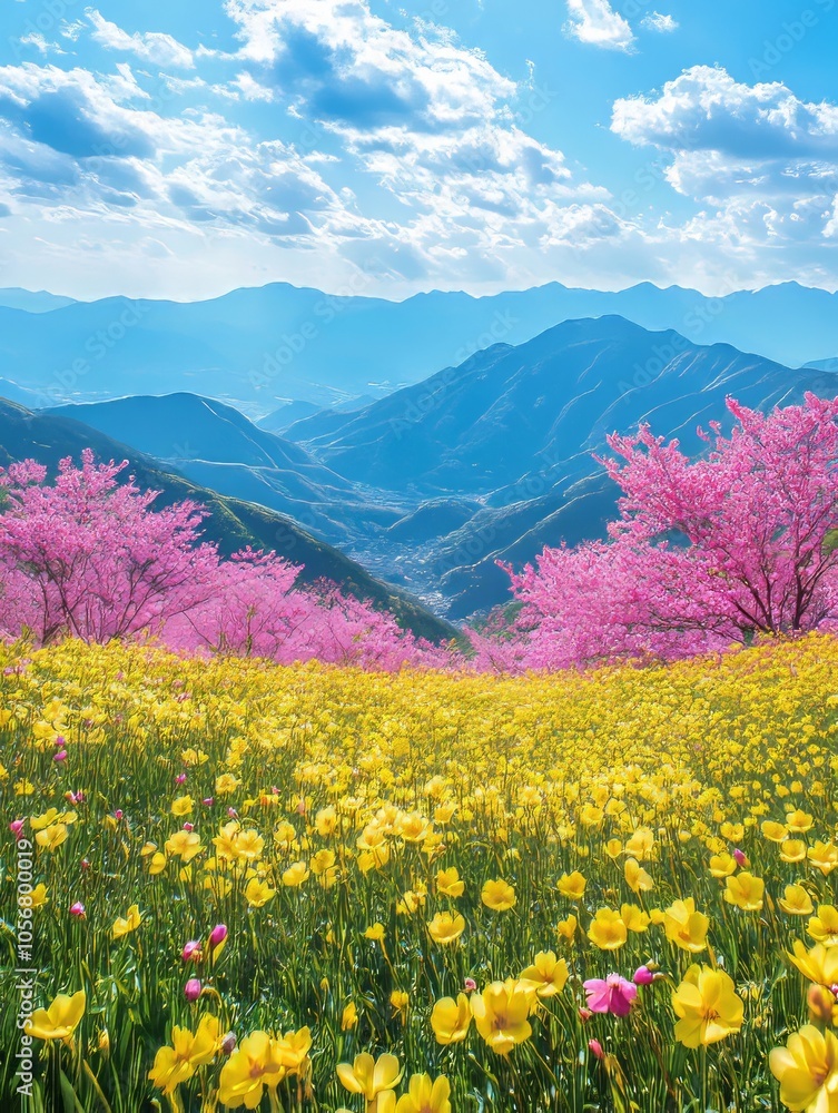 Fototapeta premium Springtime Mountain Bloom
