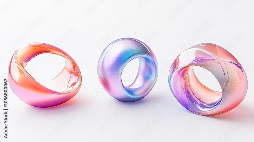 Metallic Shapes With Holograms on a Neutral Background Generative AI Metallic Shapes With Holograms on a Neutral Background Generative AI