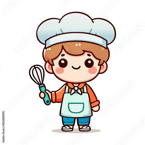 cute icon character little boy chef
