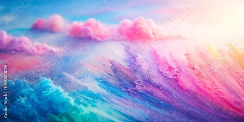 Abstract Dreamy Landscape with Vivid Hues and Soft Cloud Formations