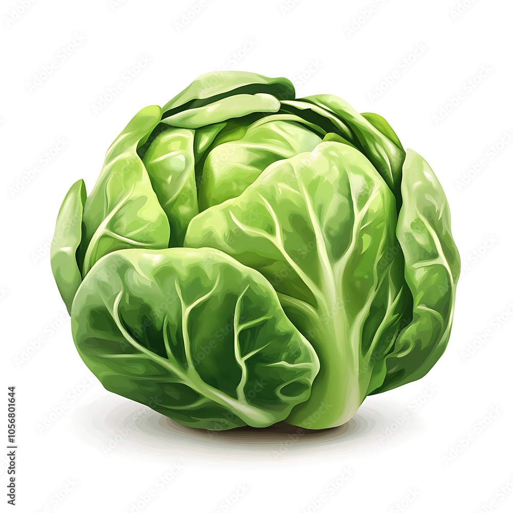 Fototapeta premium A cartoon brussels sprout on a white background.