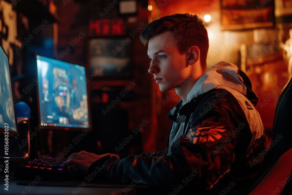 Online gaming at an internet cafe depicting the esports environment Online gaming at an internet cafe depicting the esports environment