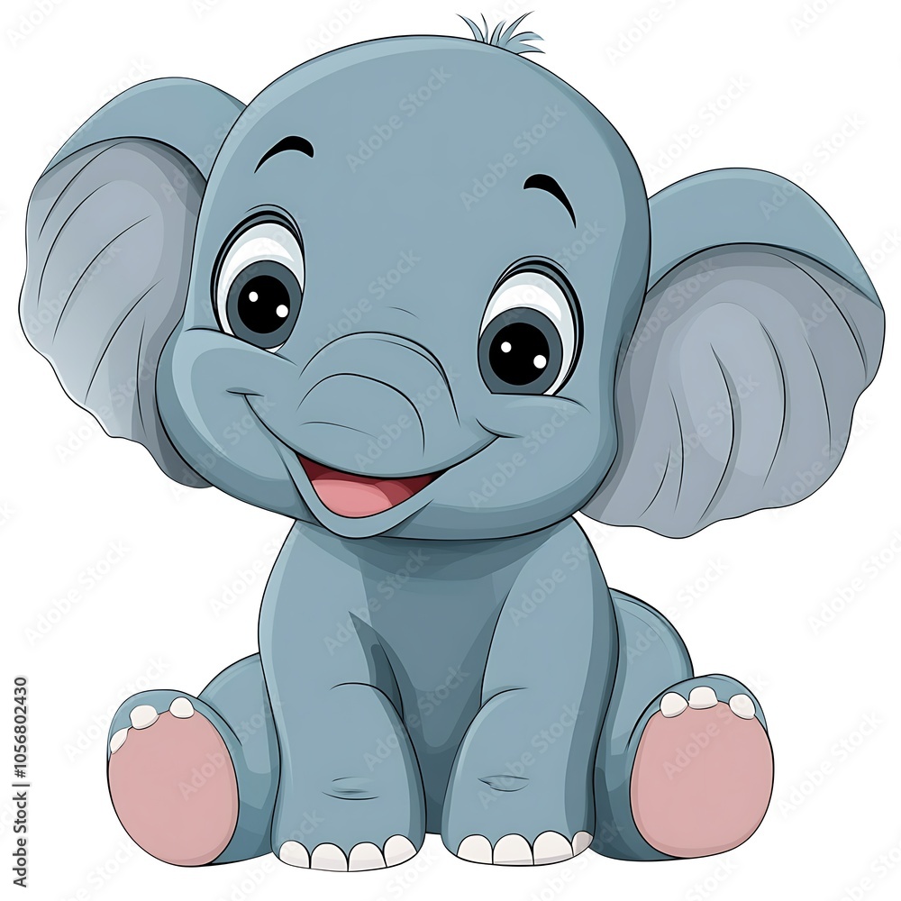 Cartoon baby elephant smiling on a white background. Cartoon baby elephant smiling on a white background.
