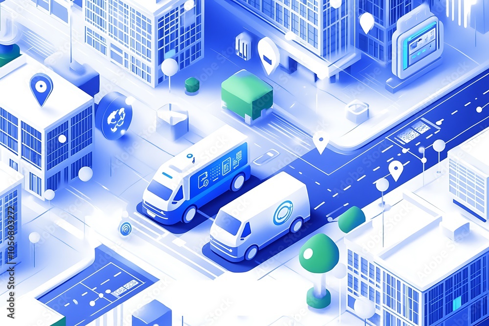 Fototapeta premium Isometric 3d seamless pattern city infrastructure architecture.