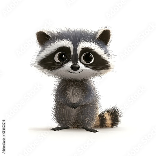 A cartoon raccoon representing mischief or wildlife on a white background. photo