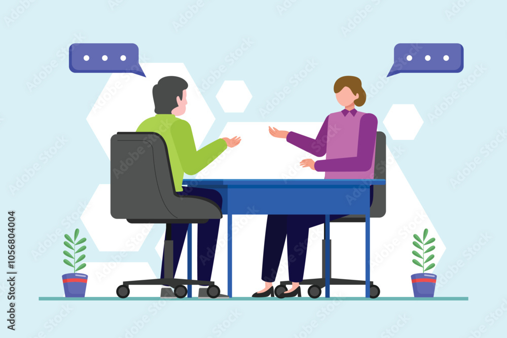 Fototapeta premium Business communication concept. Colored flat vector illustration isolated.