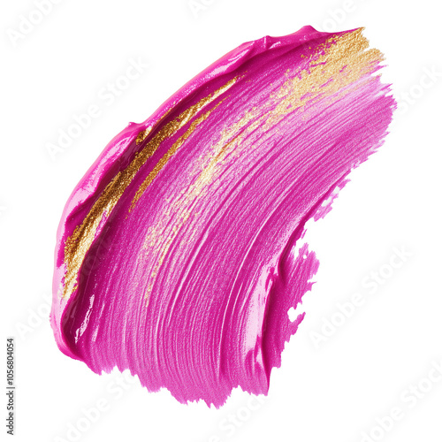 Pink gold lip gloss smudge texture composition isolated on transparent or white background