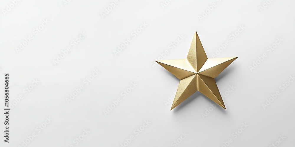 Obraz premium A gold star is on a white background. The star is the focal point of the image and is surrounded by a lot of white space. Concept of achievement and success