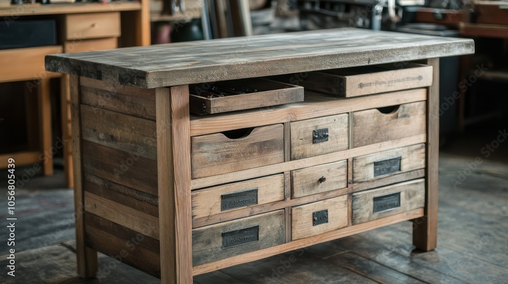 Rustic Wooden Cabinet with Multiple Drawers Rustic Wooden Cabinet with Multiple Drawers