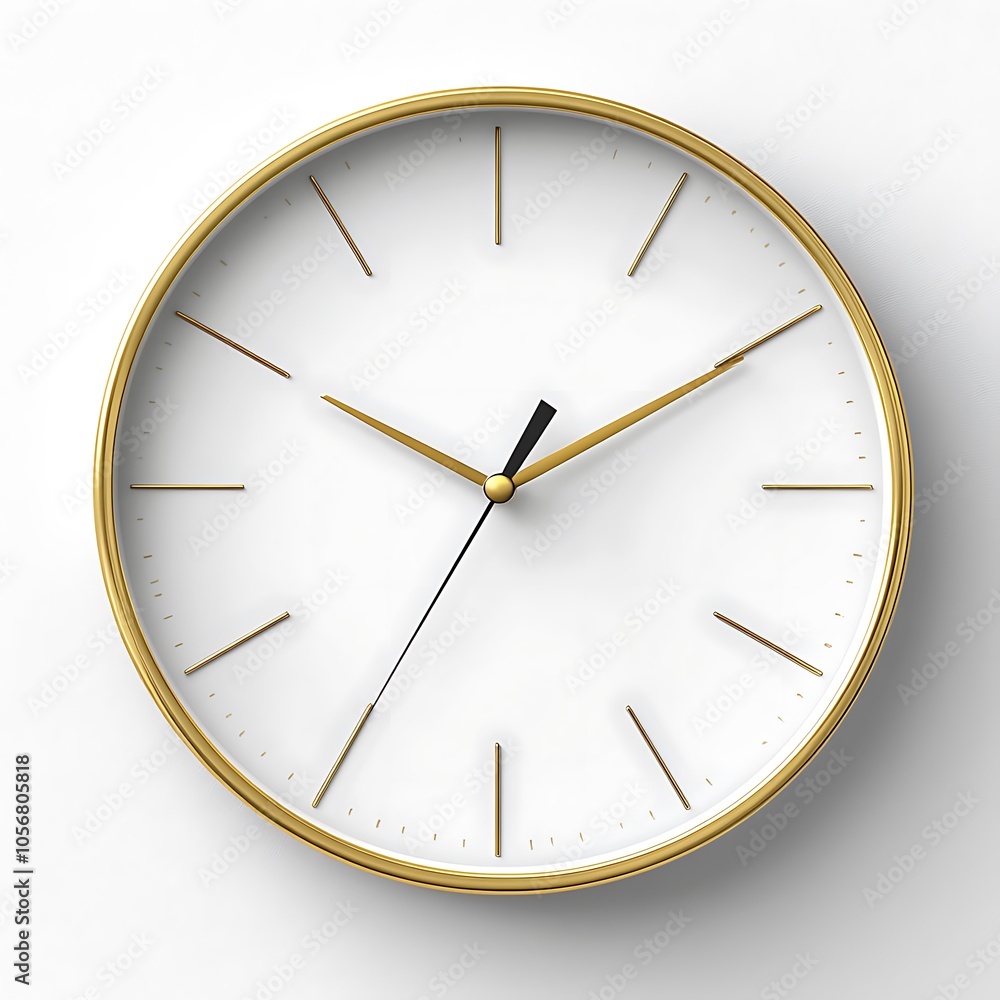 A stylish wall clock on a white background. A stylish wall clock on a white background.