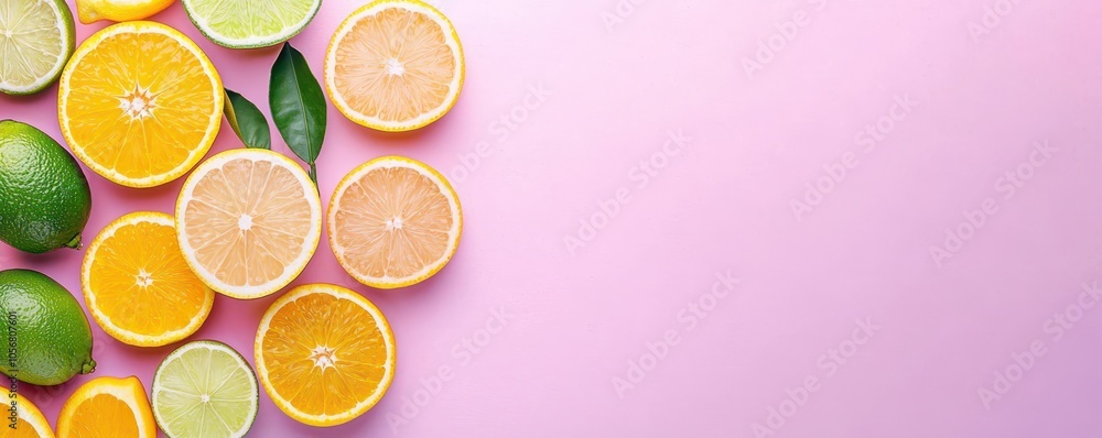 Vibrant Slices of Oranges, Lemons, and Limes with Ample Space for Text Below - Perfect for Fresh Designs! Vibrant Slices of Oranges, Lemons, and Limes with Ample Space for Text Below - Perfect for Fresh Designs!