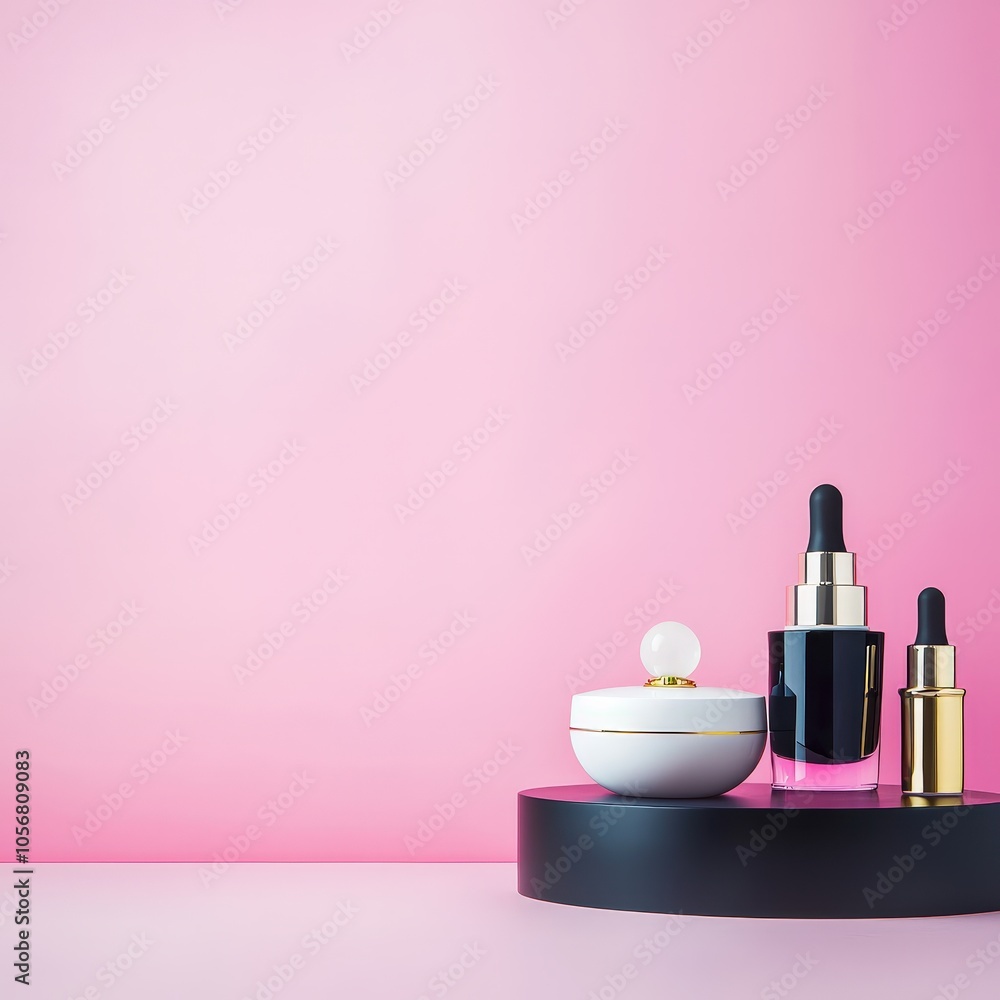 Elegant Display of Cosmetic Bottles and Jars Elegant Display of Cosmetic Bottles and Jars