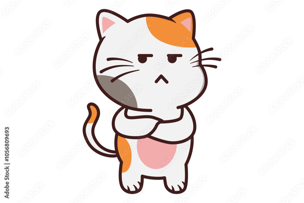 Cute Cat with Cynical Face Illustration Cute Cat with Cynical Face Illustration