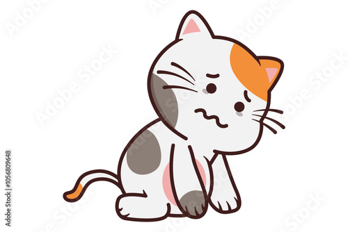 Cute Sad Cat Dropped on the Ground Illustration
