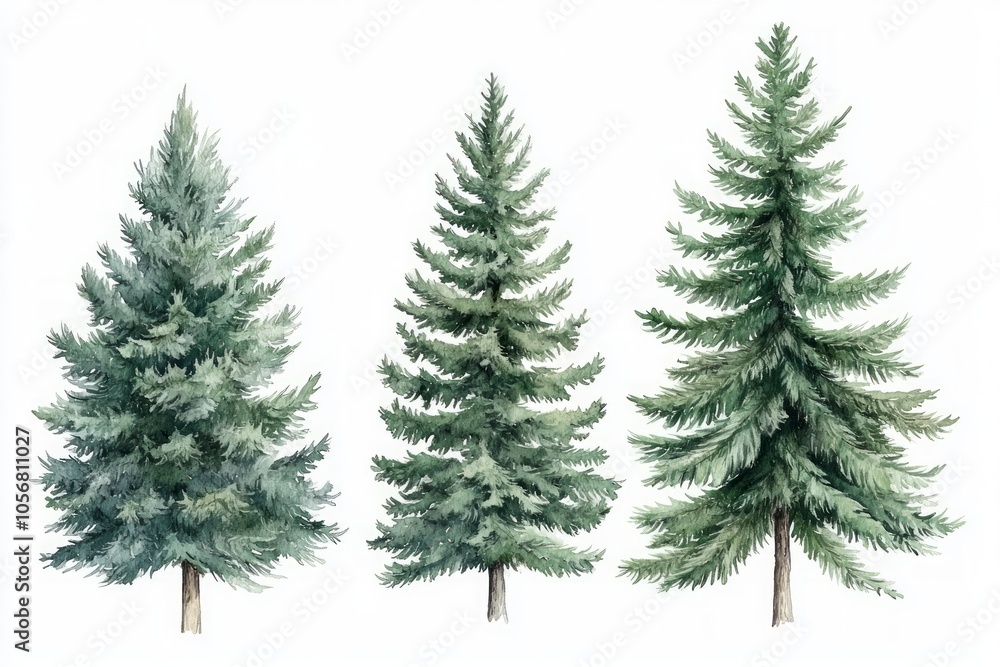 Watercolor Pine Trees Watercolor Pine Trees
