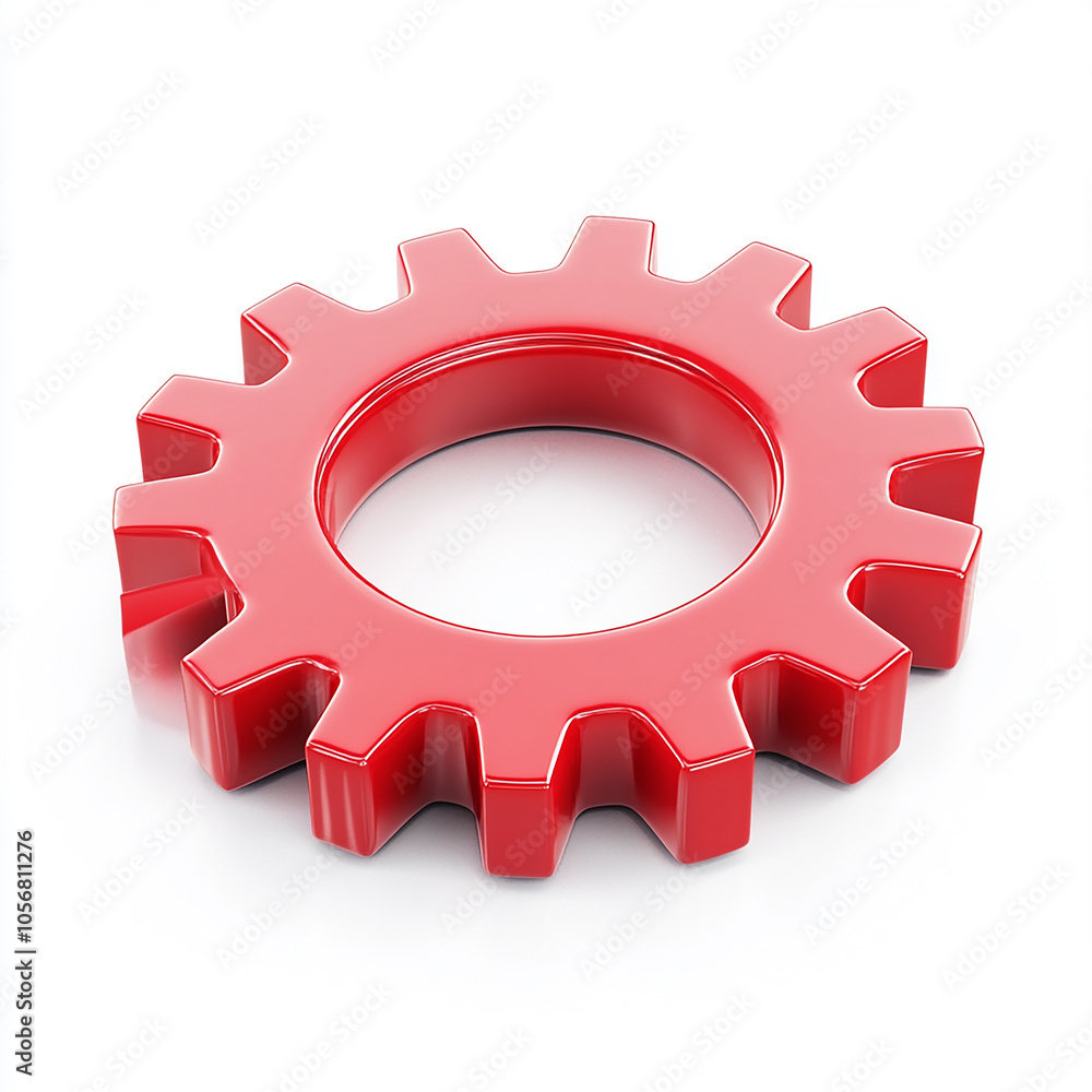 3D red Gear symbol icon isolated on white background 3D red Gear symbol icon isolated on white background