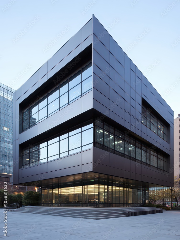 Fototapeta premium Aesthetic Steel Architecture: Sleek Design of a Modern Building Showcasing Innovative Structural Beauty