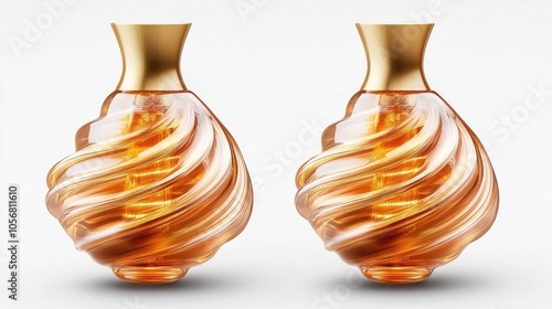 Elegant Gold Light Glass Vases With Swirling Designs on Display Generative AI