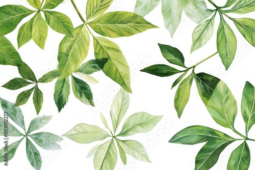 Watercolor Green Leaves