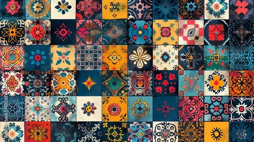 Seamless pattern with portuguese tiles