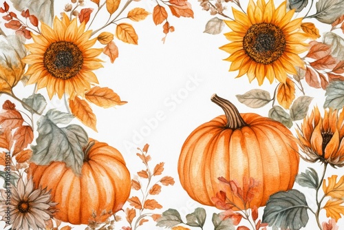 Autumn Watercolor Floral Arrangement