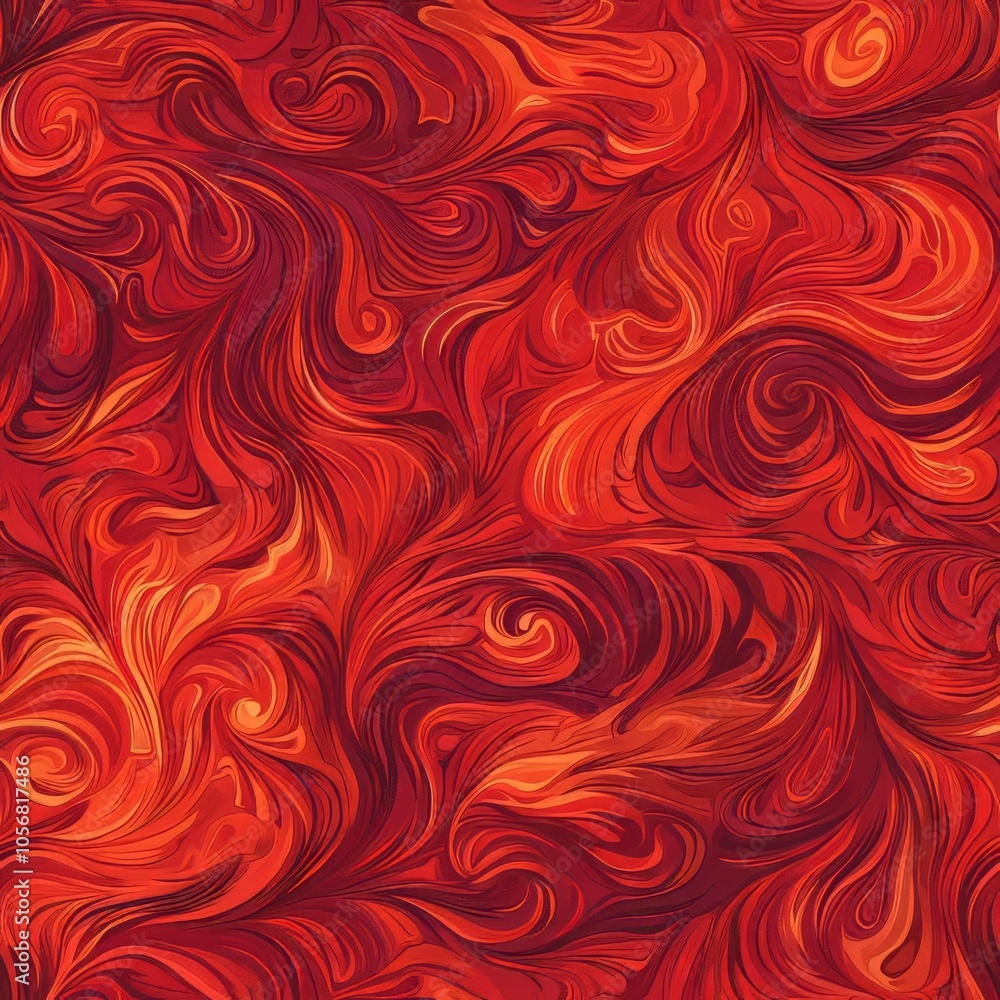 seamless pattern of swirling fire-like shapes in shades of red and orange, conveying energy and movement seamless pattern of swirling fire-like shapes in shades of red and orange, conveying energy and movement