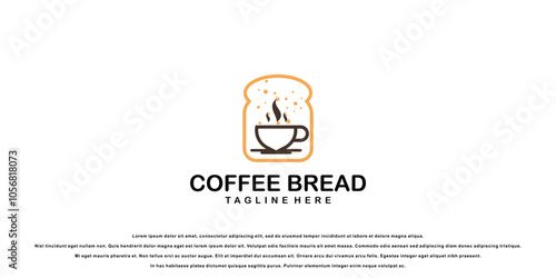 Creative coffee bread logo design premium vector